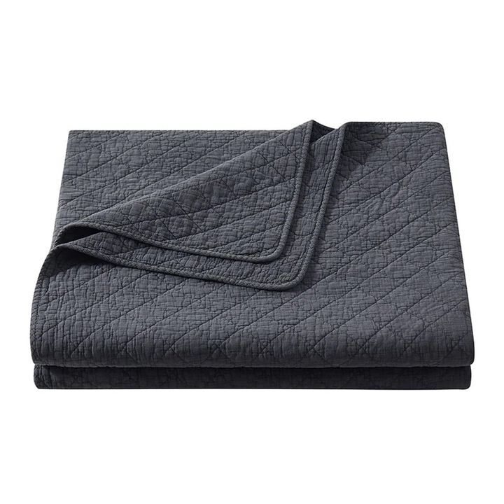 Stonewashed Cotton Gauze Charcoal King Quilt Set