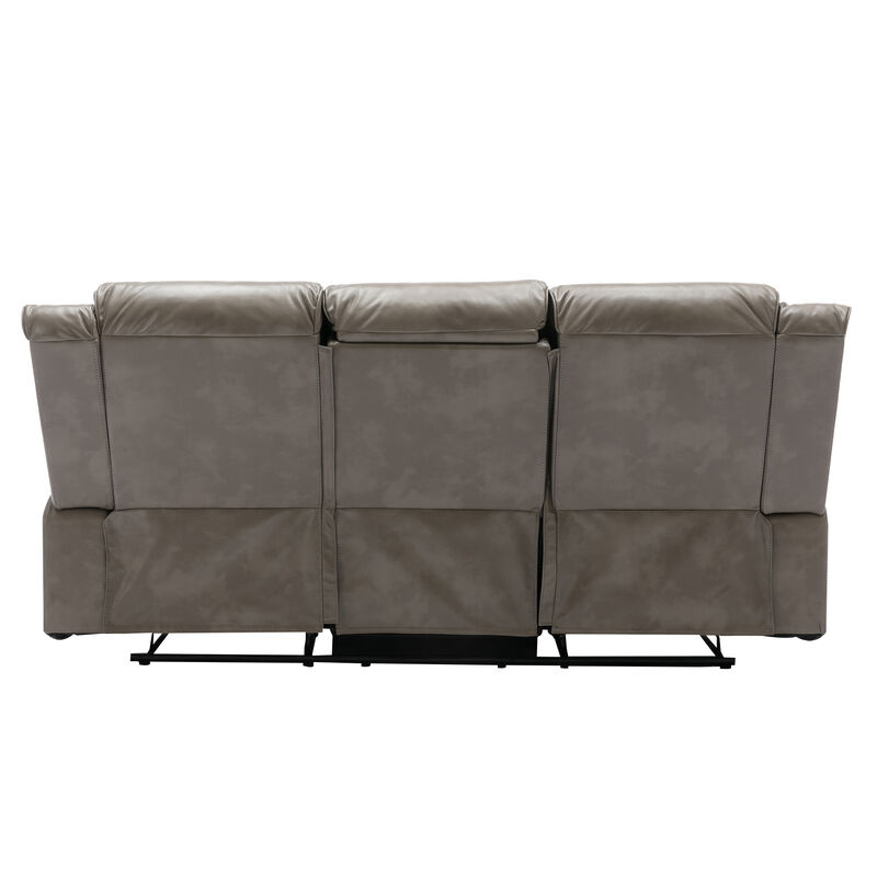 3 Seater Home Theater Recliner Manual Recliner Chair with a LED Light Strip Two Built-in Cup Holders for Living Room,Bedroom image number 7