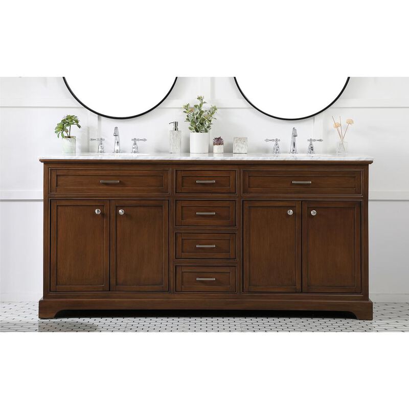 Elegant Kitchen and Bath 72 inch double bathroom vanity in teak