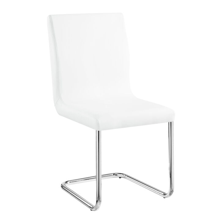 Palton Side Chair (Set of 2), White PU & Chrome Finish