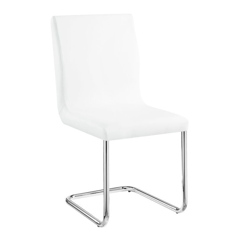 Palton Side Chair (Set of 2), White PU & Chrome Finish