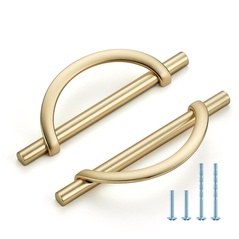 HOME EDIT Brushed Brass Cabinet Pulls, 5 Inch Hole Center, 128 mm, Curved Design Cabinet Handles for Kitchen,Cupboard, Drawer &