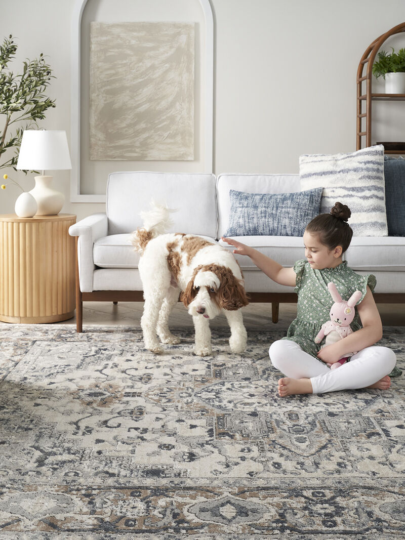 Quarry QUA05 Ivory/Gray 5' x 8' Oval Rug image number 1