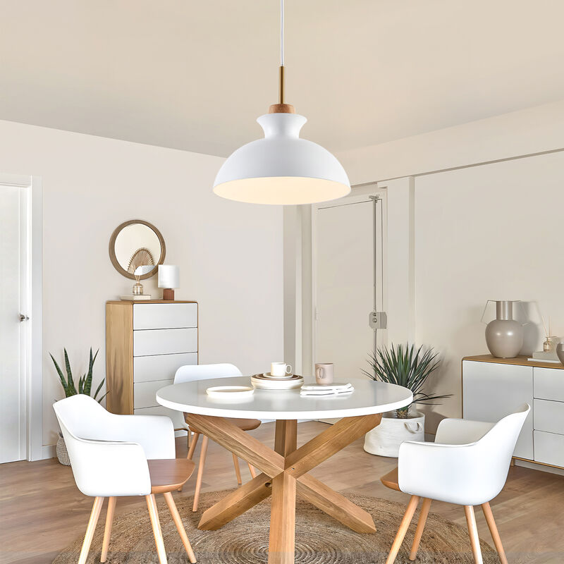 11" Modern Matte White Dome Pendant Light with Adjustable Cord for Bedroom, Kitchen Island or Living Room image number 3