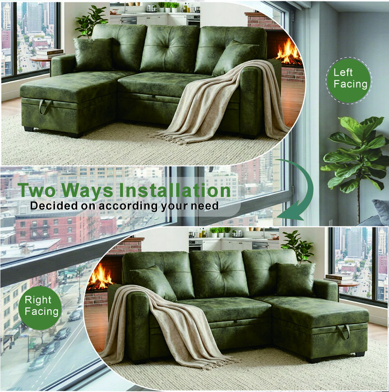Jomple Foil Fabric Sectional Sleeper sofa image number 9