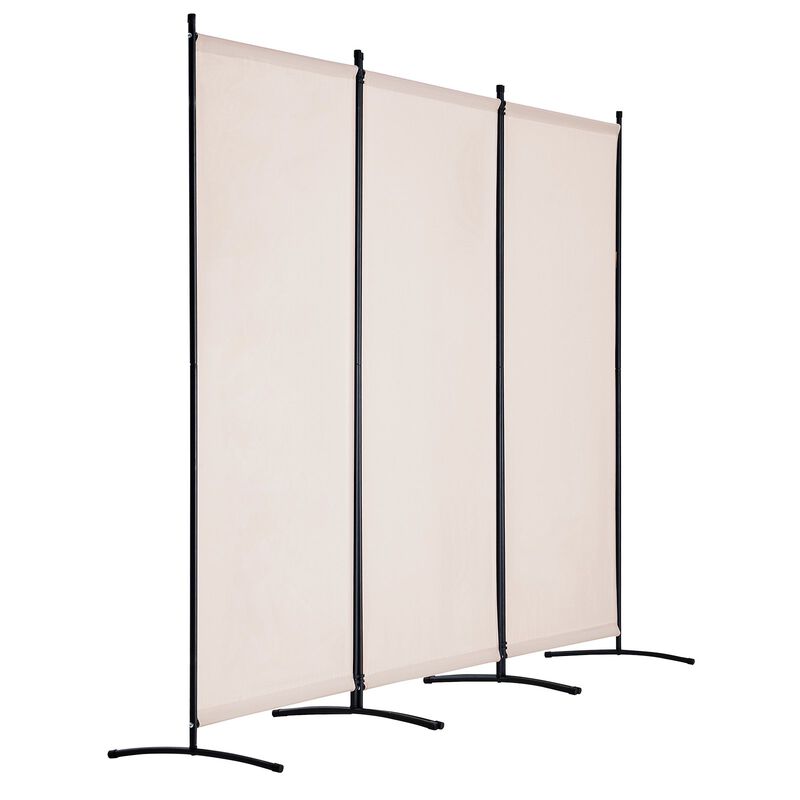 Foldable 3 Panel Room Divider Screen Portable Privacy Partition for Room Separation Office Bedroom-Beige image number 8