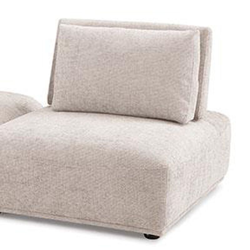 Stavan Modular 2 Seat Sofa, Square Ottoman Light Brown Boucle 114 Inch - Benzara