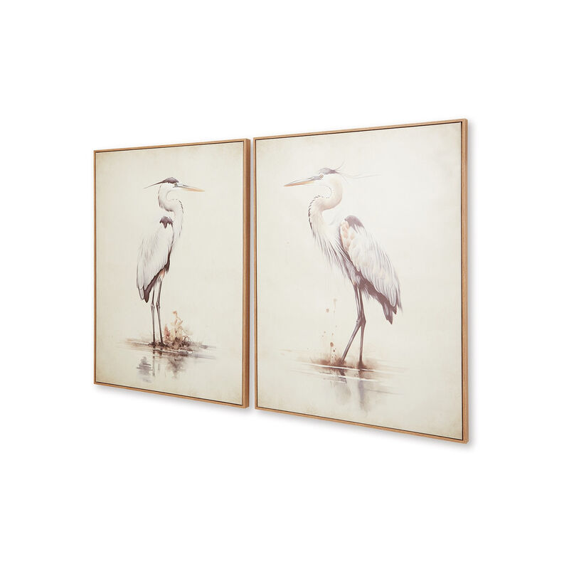 Accent Framed Wall Art Set of 2, 30x40, Painted Canvas of Heron Birds image number 3