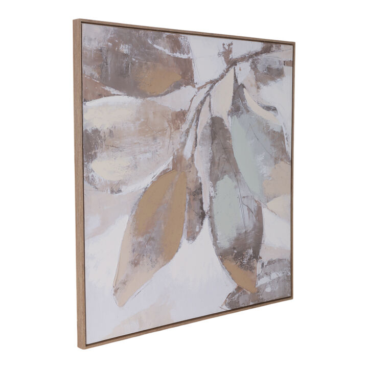 40x40" Handpainted Fall Leaves, Brown