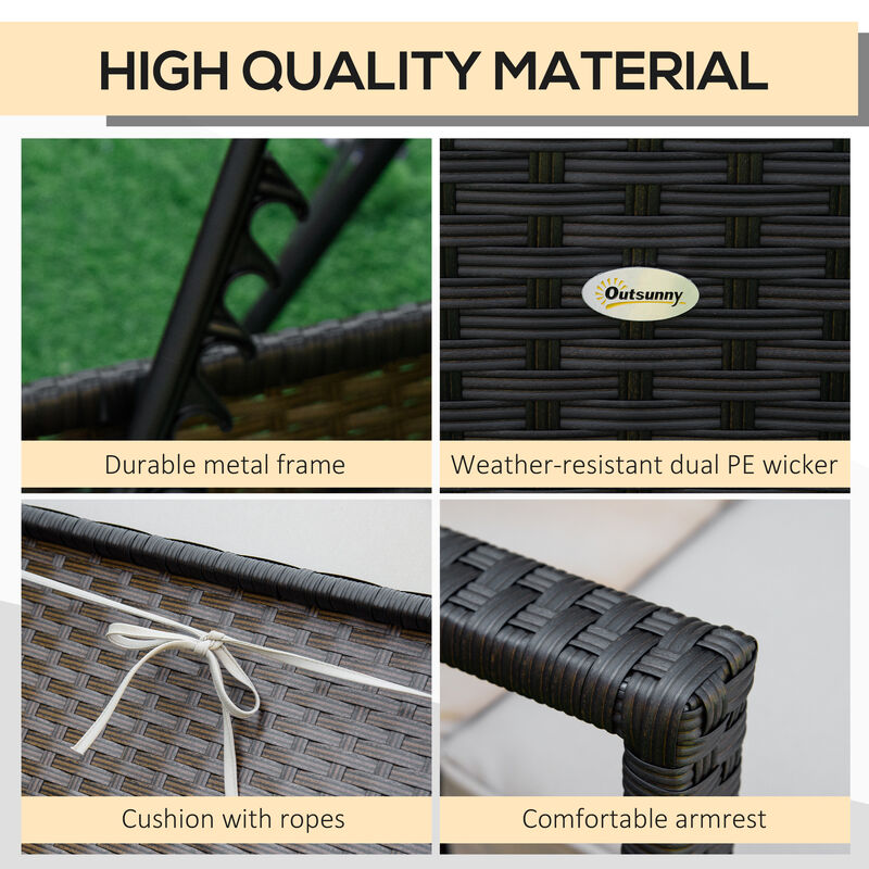 Hivvago Adjustable Outdoor Lounge Chair with Cushions for Patio image number 5