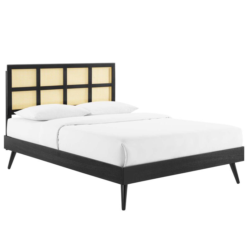Modway - Sidney Cane and Wood Queen Platform Bed with Splayed Legs image number 0