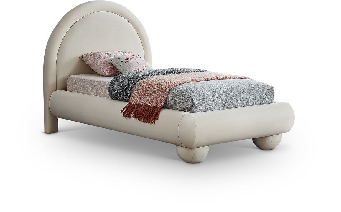 Meridian Furniture Madrid Cream Velvet Twin Bed