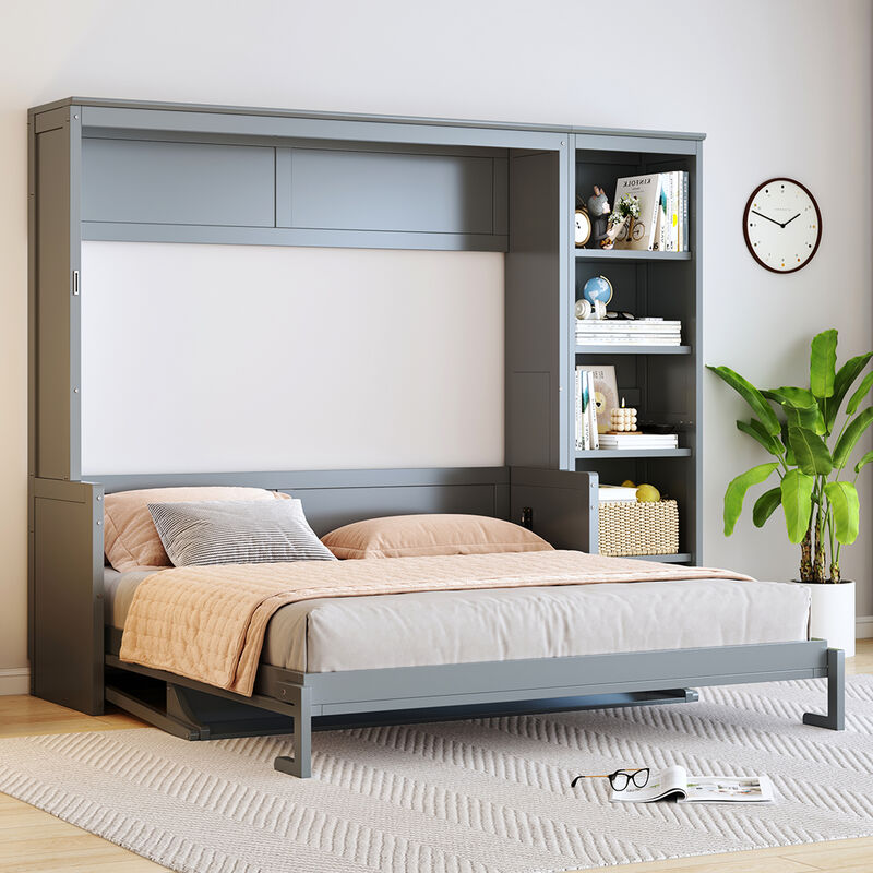 Merax  Murphy Bed with Desk & Bookshelf