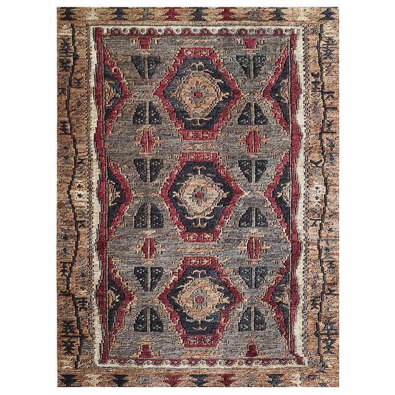 HAND KNOTTED SUMAK JUTE ECO-FRIENDLY Oriental AREA RUGS  - 5'x8', Rectangle Shape, Multicolor Color, Oriental, High Pile, Natural Fiber, Outdoor Indoor Handmade Area Rugs for Living Room (J00019)