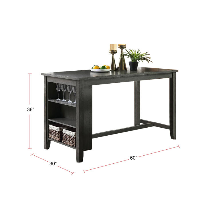 Rectangle Wooden Counter Height Dining Table with Storage in Black