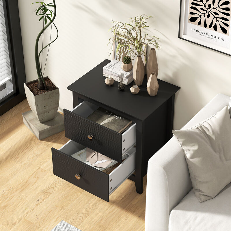 Minimalist Nightstand with 2 Drawers &ndash; Ideal for Compact Bedrooms
