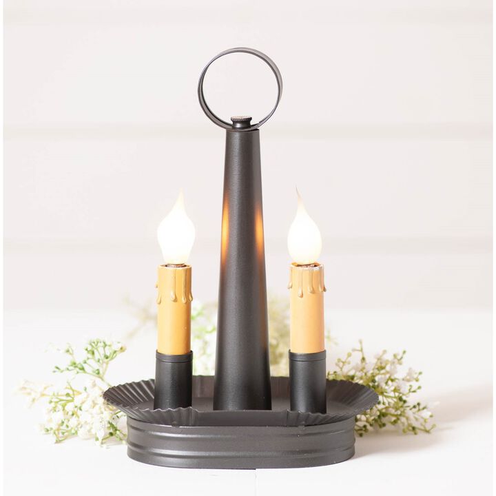 Irvins Country Tinware Oval Double Accent Light In Smokey Black