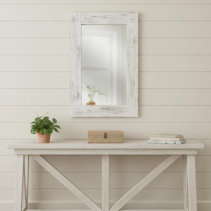 HomeRoots Set of Two White Solid Wood Framed Accent Mirror