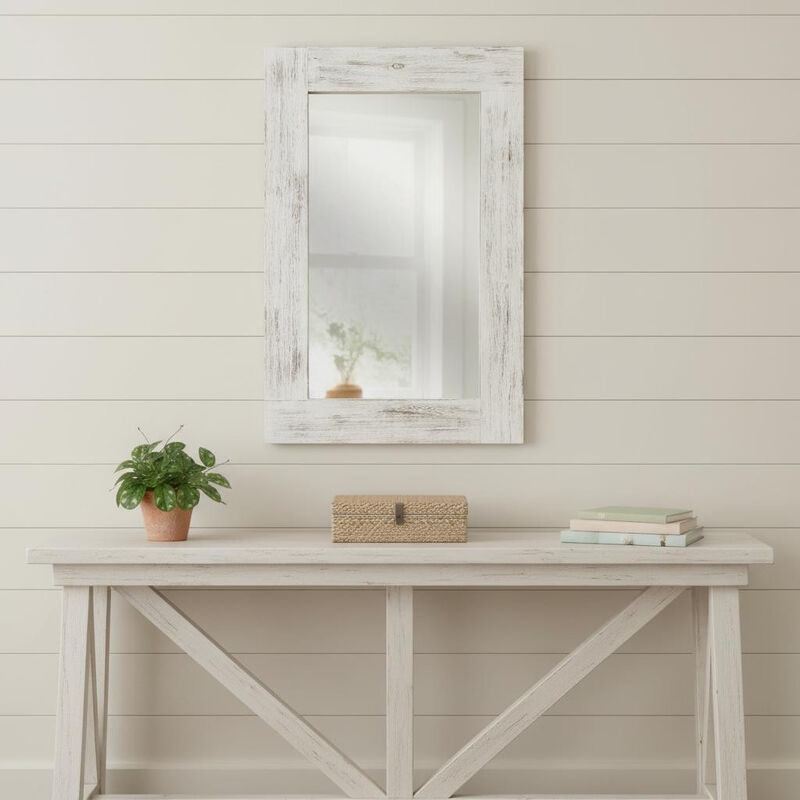 HomeRoots Set of Two White Solid Wood Framed Accent Mirror image number 1