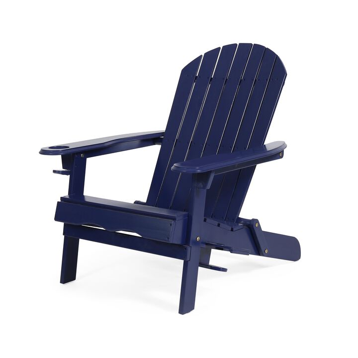 Hivvago Foldable Patio Adirondack Chair with 2 Cup Holders