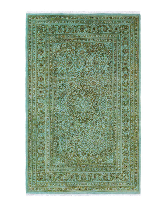 Fine Vibrance, One-of-a-Kind Hand-Knotted Area Rug  - Light Blue, 6' 1" x 9' 7"
