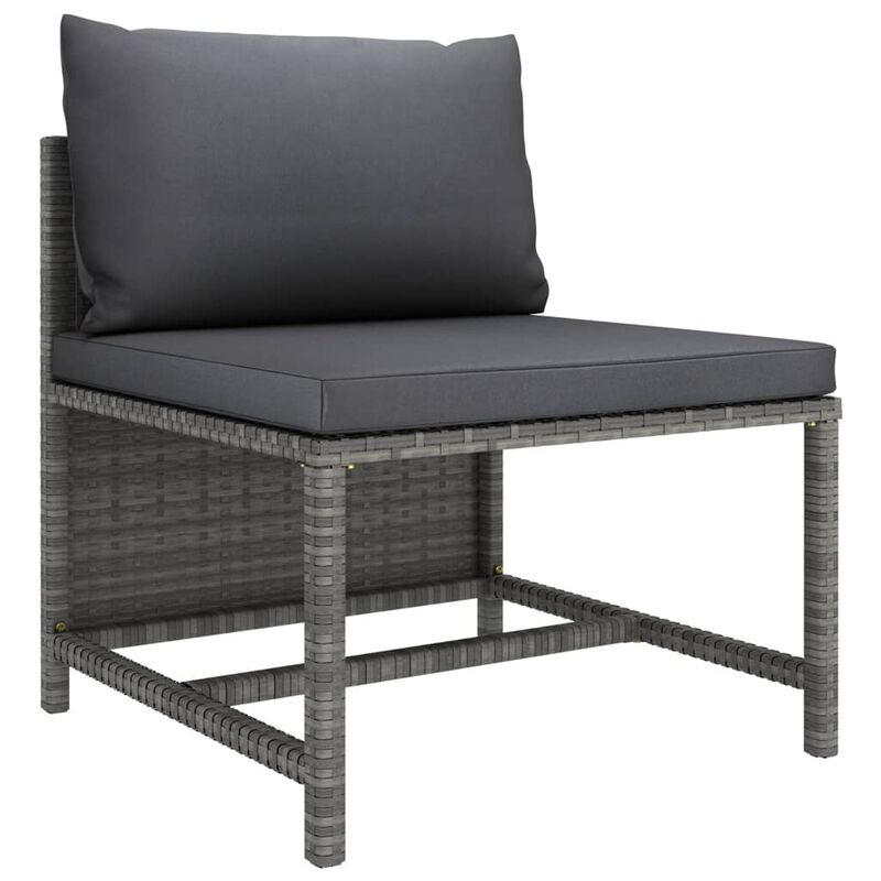 Ley 3pc Outdoor Modular Sofa Set, Dark Gray Polyester, Poly Rattan - Benzara