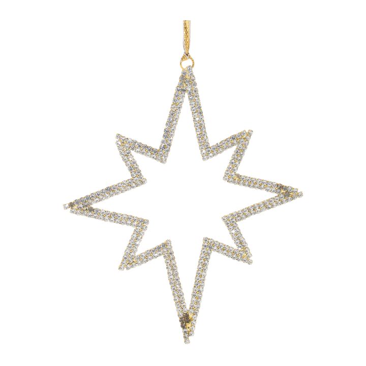 Set of 12 Jeweled Metal Star Ornaments for Holiday Tree or Garland Display