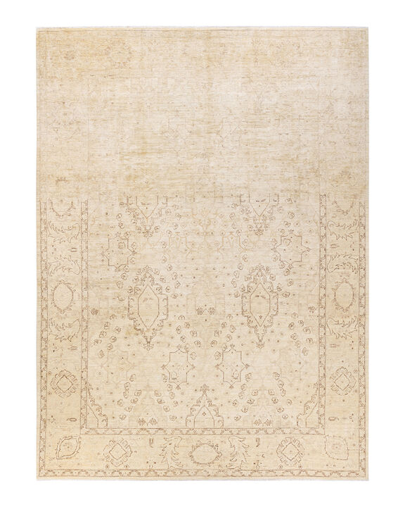 Eclectic, One-of-a-Kind Hand-Knotted Area Rug  - Ivory, 8' 6" x 11' 5"