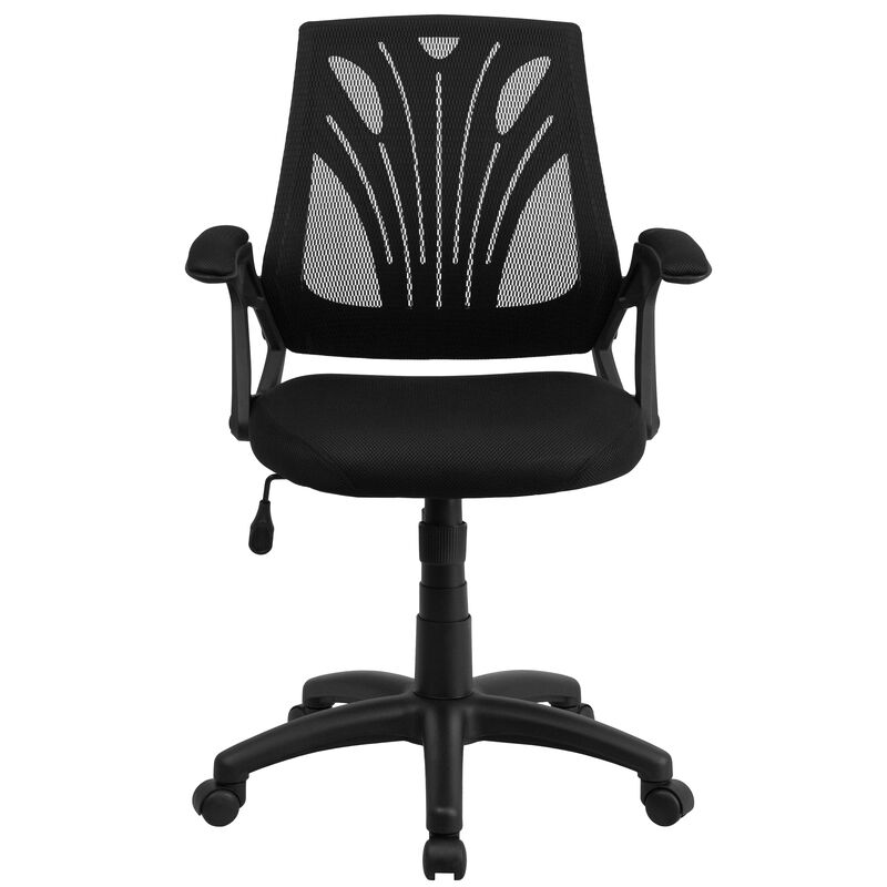 Sam Mid-Back Designer Black Mesh Swivel Task Office Chair with Open Arms image number 7