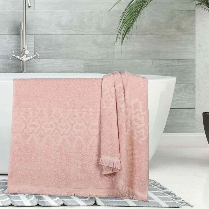 Geometric Jacquard Cotton Bath Sheet Set of 2 for Spa-Style Comfort image number 1