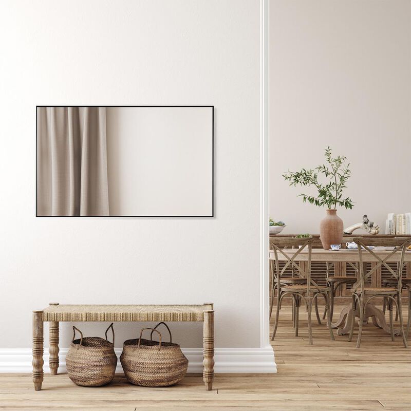 Altair Sassi 48 Rectangle Bathroom/Vanity Matt Black Aluminum Framed Wall Mirror