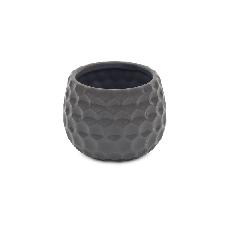 HomeRoots Gray Ceramic 17 Ounce Round Distressed Pot Planter image number 0