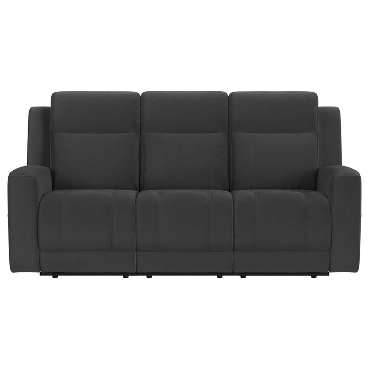Krio Manual Recliner Sofa, 80 Inch, Modern Charcoal Gray Faux Leather