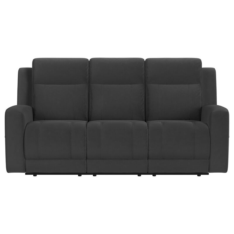 Krio Manual Recliner Sofa, 80 Inch, Modern Charcoal Gray Faux Leather