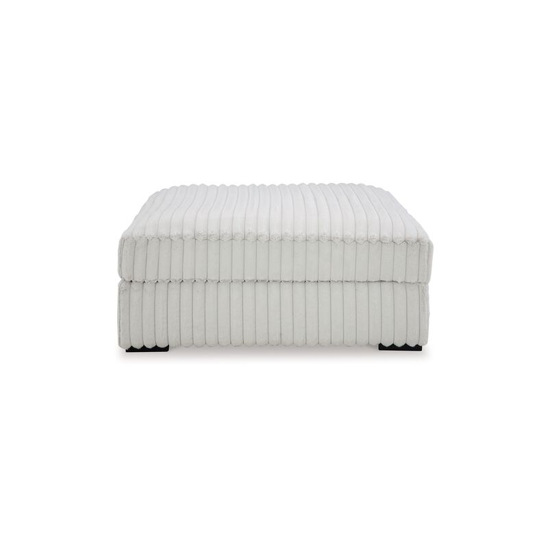 Peno Accent Ottoman, 51 Inch Square, Light Gray Jumbo Cord Polyester - Benzara