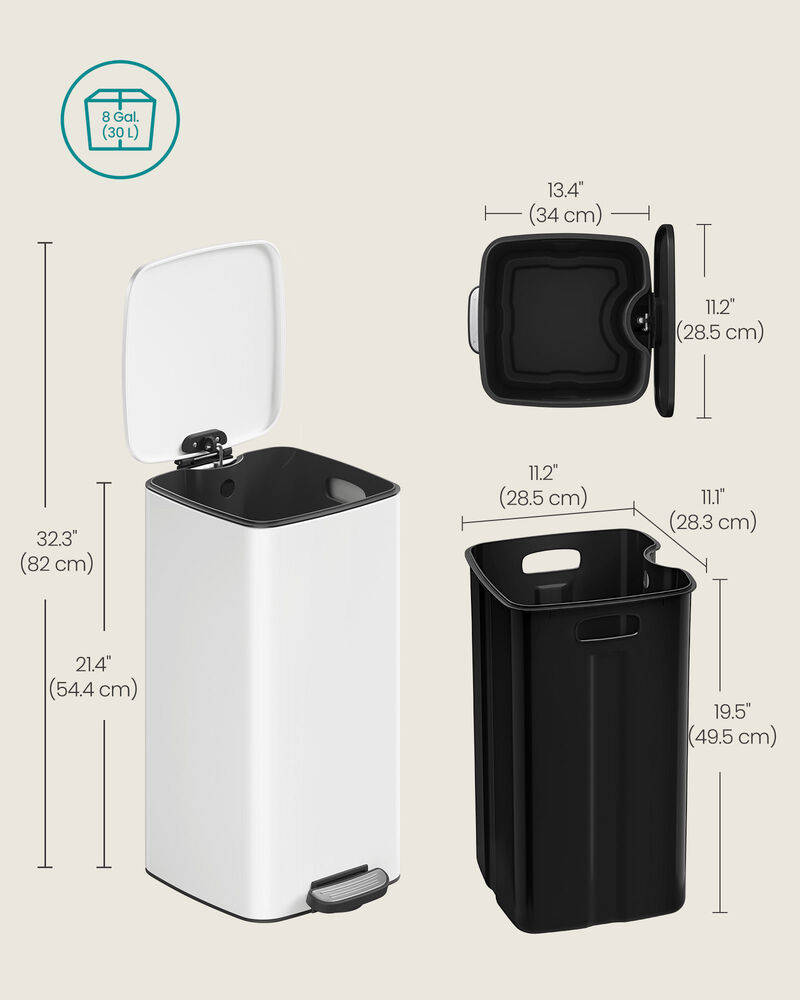 Stainless Steel Trash Can 8-Gallon (30 L) with Inner Bucket image number 2