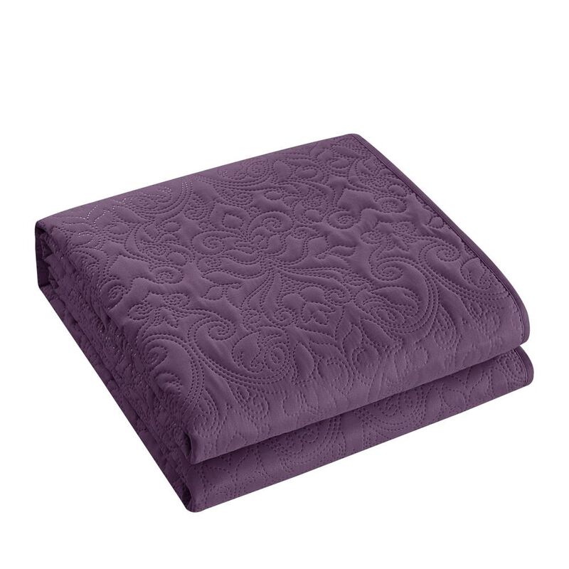 Chic Home Sachi Floral Scroll Pattern Design Bed In A Bag Quilt Set - Queen 90x90", Purple