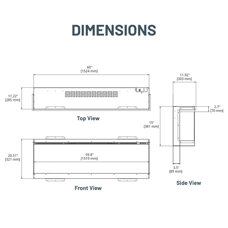 Mondawe Wall/Recessed Panoramic 60" Three-Sided Electric Fireplace With Multi-Color LED Flame and Smart Controls image number 6