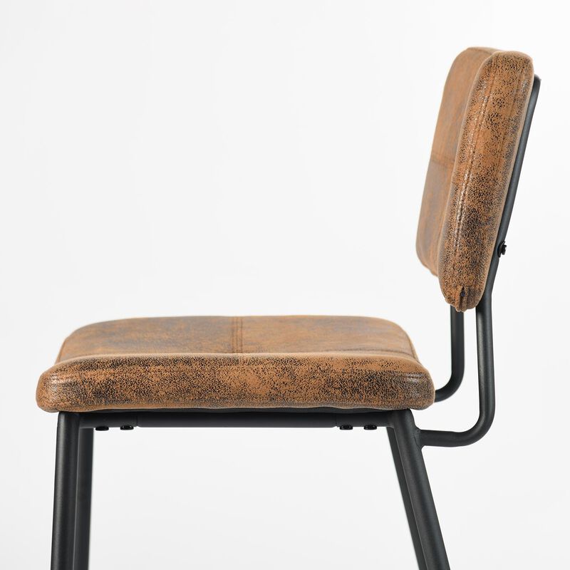 HomeRoots Set of Two 27" Brown And Black Faux Leather And Steel Low Back Counter Height Bar Chairs image number 4