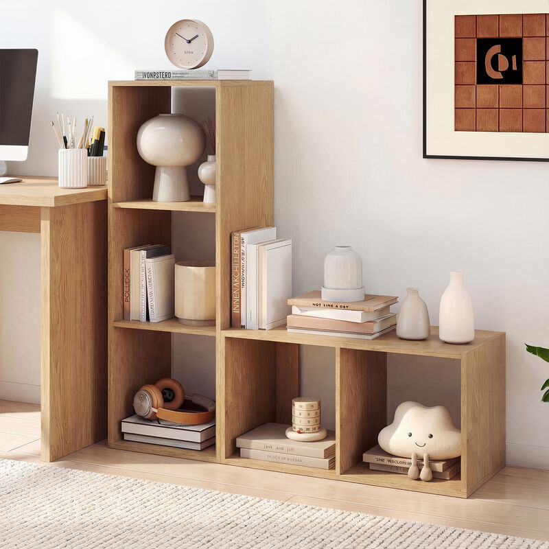Compact 3 Cube Bookcase with Back Guardrail for Bedroom image number 4