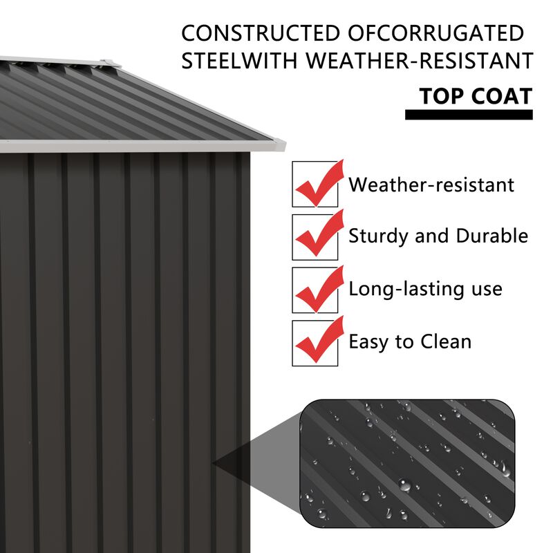 WOW PIONEER Durable Outdoor Metal Storage Shed Spacious Utility Unit for Backyard Patio Lawn Bikes Tools and Equipment All Weather Resistant Storage Solution image number 6
