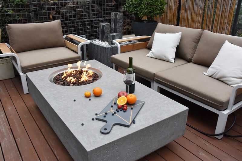 Elementi Metroplis Concrete Outdoor Patio Fire Pit Table image number 3