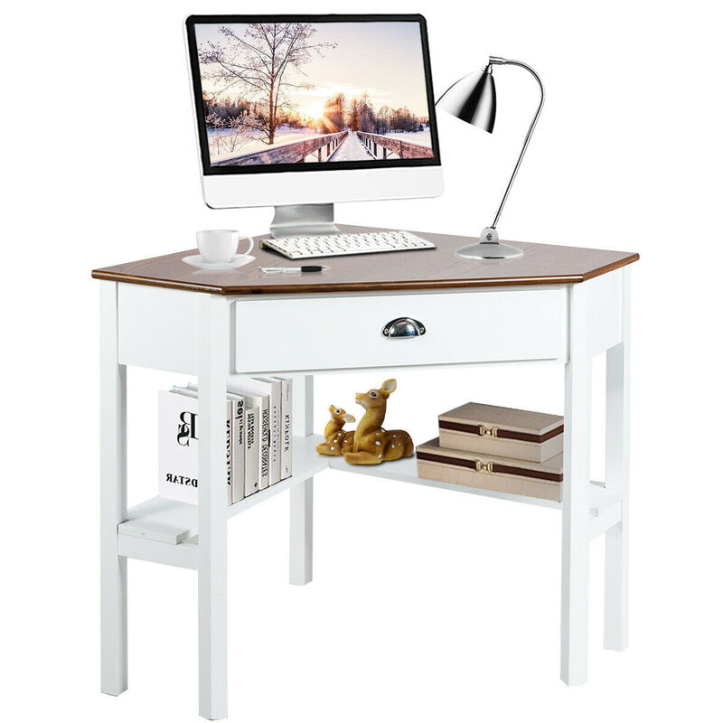 Costway Triangle Computer Desk Corner Office Desk Laptop Table w ...
