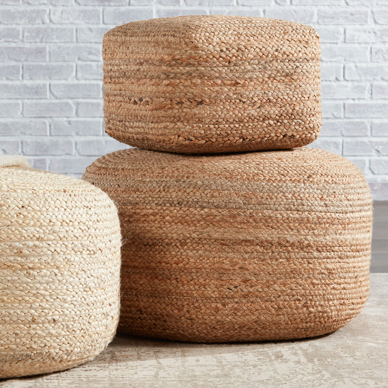 Saba Pouf in Almond Buff