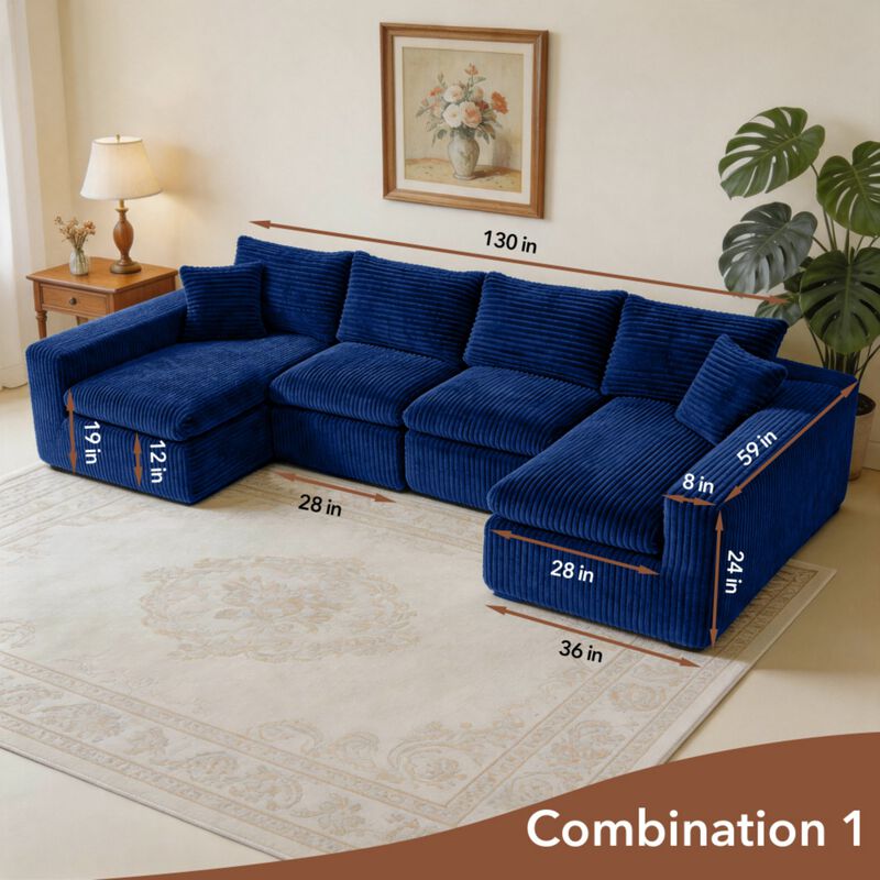 Nespfe Modular U-Shaped Compressed Sectional Sofa image number 9