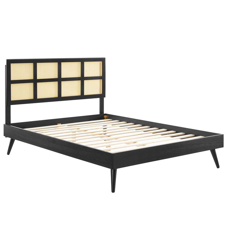 Modway - Sidney Cane and Wood King Platform Bed with Splayed Legs image number 2