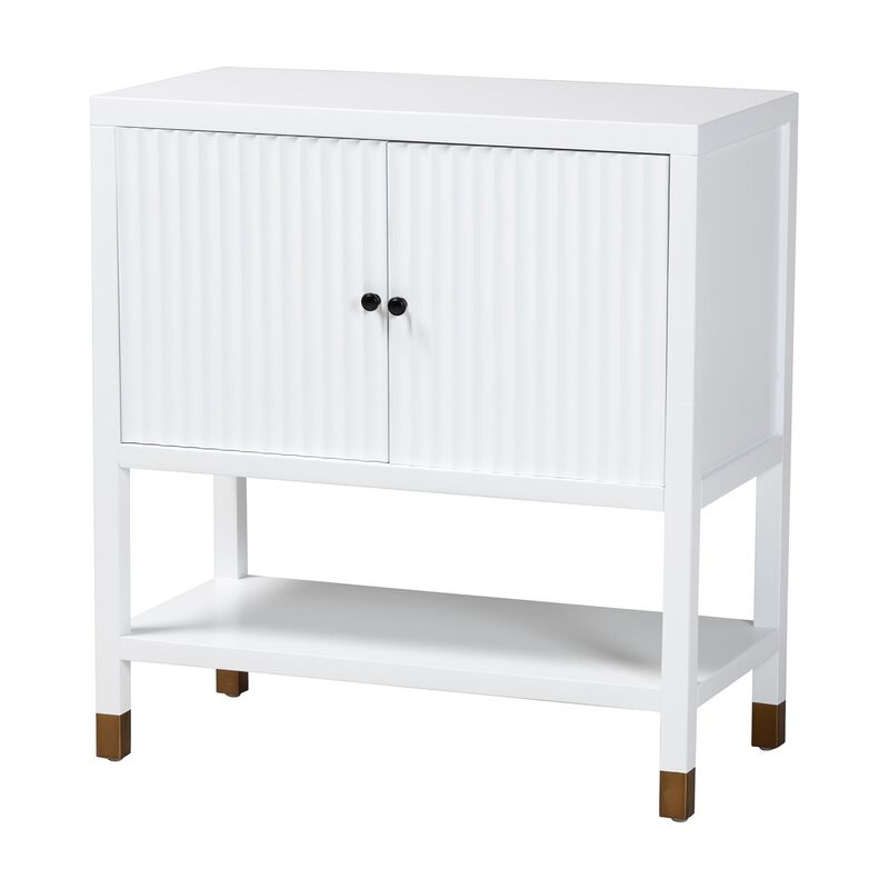 bali & pari Aiden Fluted Sideboard -  2-Door Accent Storage Cabinet with Open Shelf and Raised Legs, Compact Entryway or Dining Room Cabinet