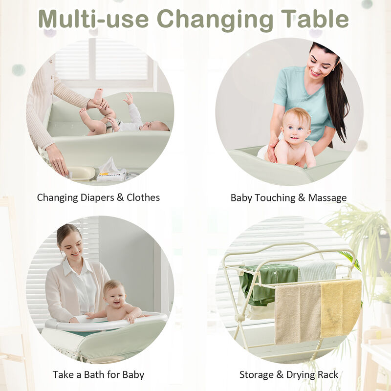 Baby Changing Table on Wheels with Built-In Water Basin – Easy-Clean Design