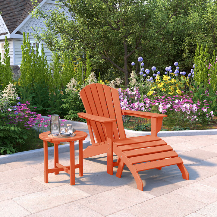 WestinTrends Outdoor Adirondack Chair With Ottoman And Side Table 3-Piece Set