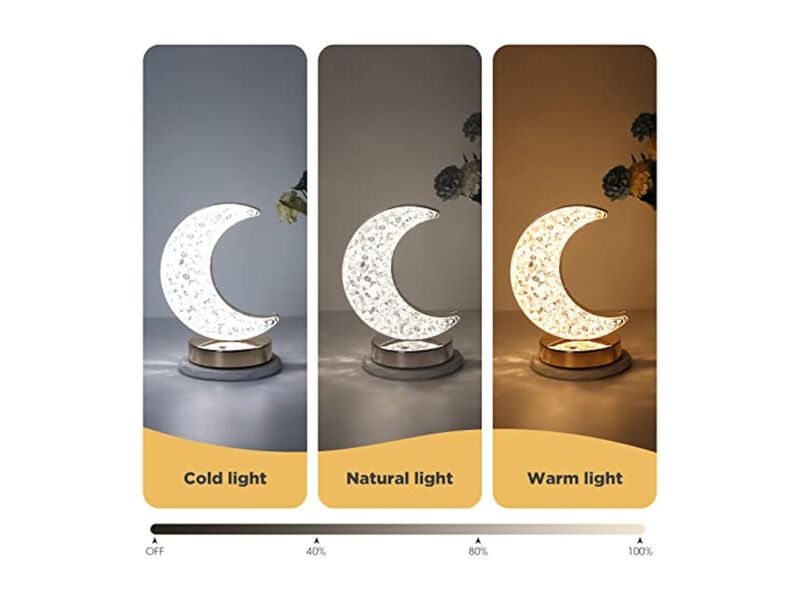 Touch Control 3 Color Crystal Moon Night Light For Bedroom image number 2